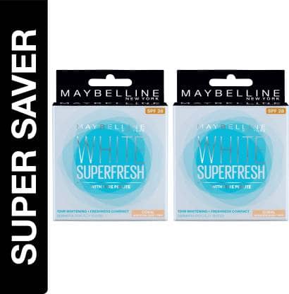 Flipkart Deal – Maybelline New York White Super Fresh, Pack of 2 Compact  (Coral, 16 g) @ 159RS post thumbnail image