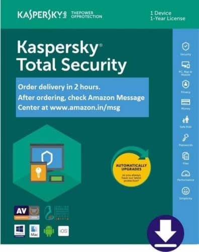 Amazon Deal – Kaspersky Total Security Latest Version- 1 User, 1 Year (Email Delivery in 2 hours- No CD) (PC Version) @ 399RS post thumbnail image