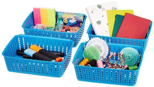 Amazon Deal – Amazon Brand – Solimo Storage Basket, Set of 4, Small, Blue, Plastic @ 210RS post thumbnail image