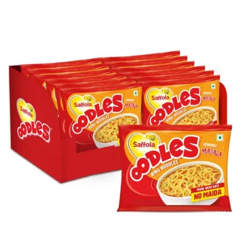 Amazon Deal – Saffola Oodles, Instant Noodles, Ring Shape, Yummy Masala Flavour, No Maida, Whole Grain Oats, 12 x 53g Pouch (12 Serves) @ 168RS post thumbnail image