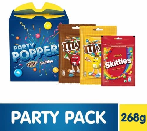 Amazon Lightning Deal – Party Poppers Assorted Chocolates and Candy Diwali Gift Pack (M&M’s, Skittles)- 268g @ 199RS post thumbnail image