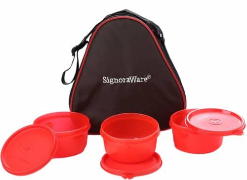 Amazon Deal – Signoraware Smart Plastic Lunch Box with Bag, 310ml, Set of 3, Red @ 209RS post thumbnail image