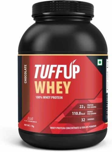 Amazon Lightning Deal – Tuff Up 100% Whey Protein – 1 kg (Chocolate), 22g protein per serving, made from imported whey @ 699RS post thumbnail image